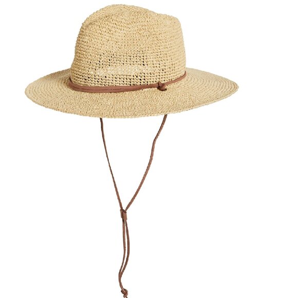 Women's Madewell Cinched Crochet Straw Hat, Size Medium/Large - Beige - Picture 1 of 1
